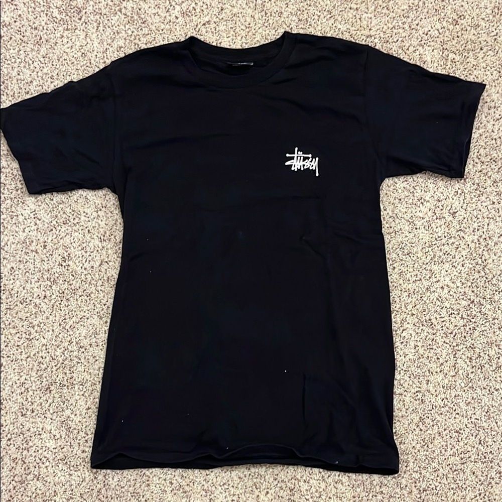 Stussy Black Tee with White Logo